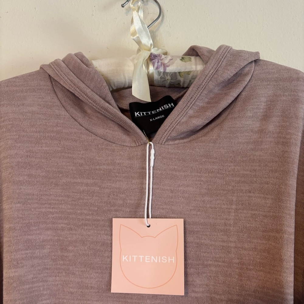 Kittenish Purple Gray Cropped Hoodie Sweatshirt - Picture 4 of 5